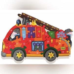 Fire engine alphabet wood jigsaw toddler puzzle from Ireland